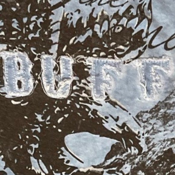 👣 5/$25 - Blue/Black Tee w/ Distressed Brand Logo - Picture 2 of 2